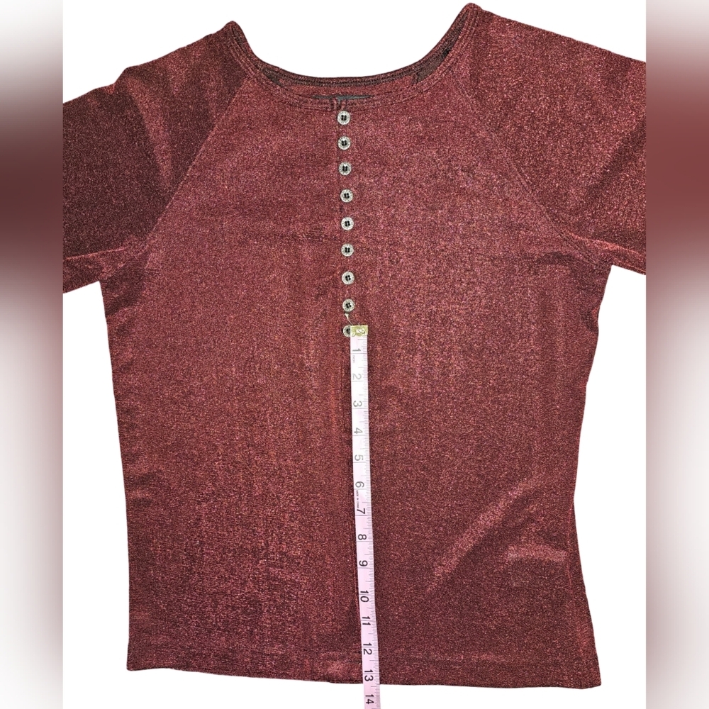 Harley-Davidson Womens Y2K Red Shimmer Button Front Slit Top Made USA Sz M - Picture 11 of 16